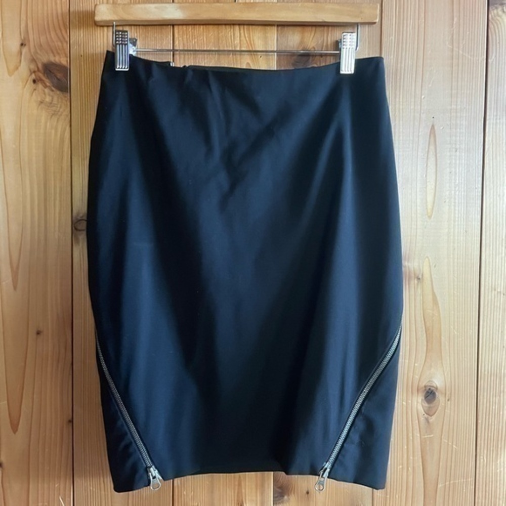 Yigal Azrouel black wool zip detail pencil skirt 4